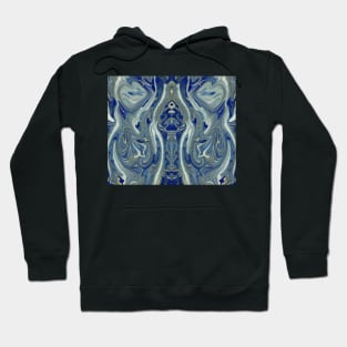 Blue Marble Aesthetic - Blue Fractals Abstract Pattern Hoodie